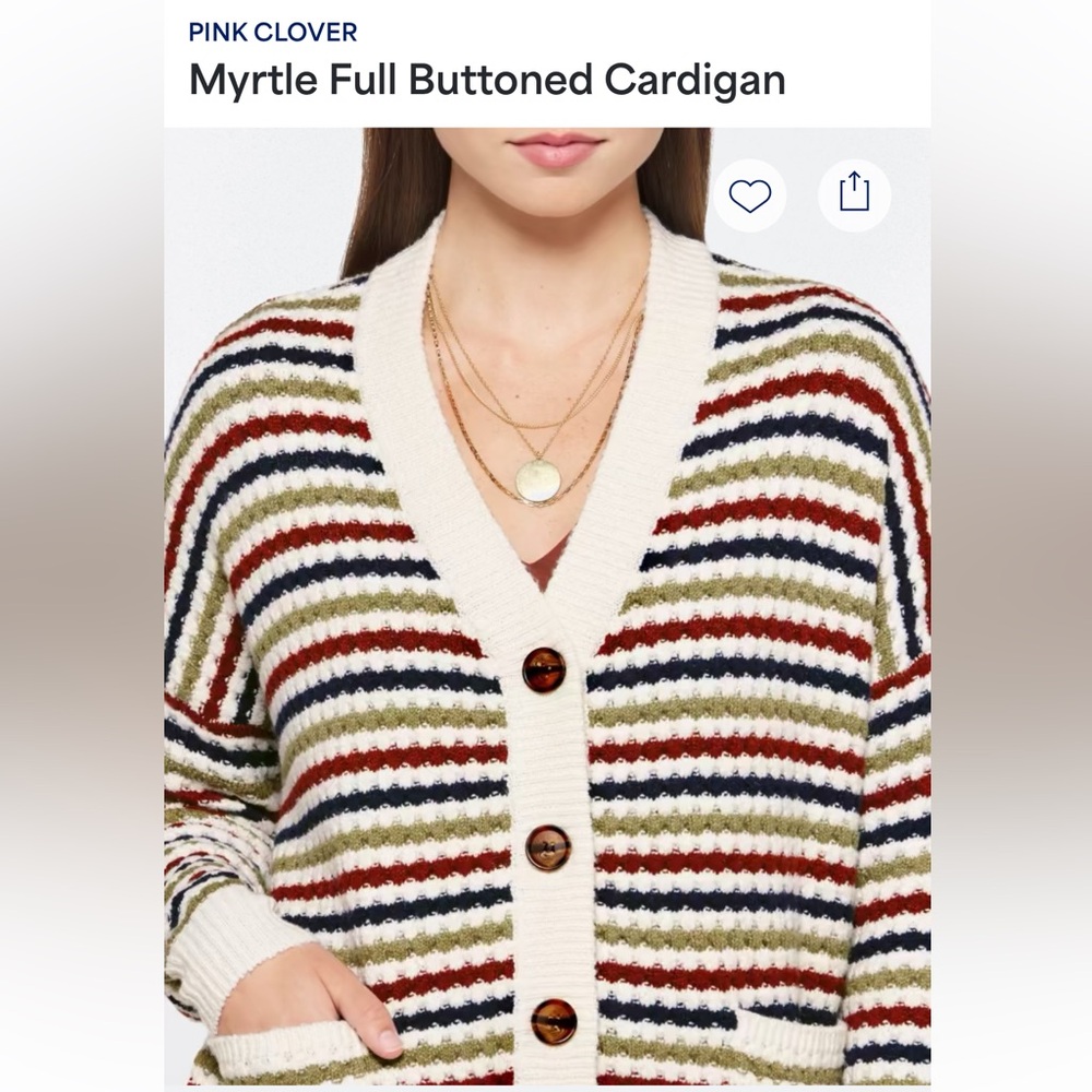 Pink Clover Multicolor Striped Cardigan